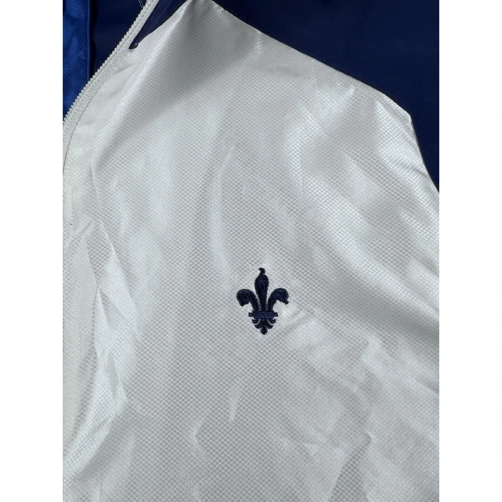 Zero Restriction Windbreaker Jacket Size Large Blue White Half Zip Golf Pullover